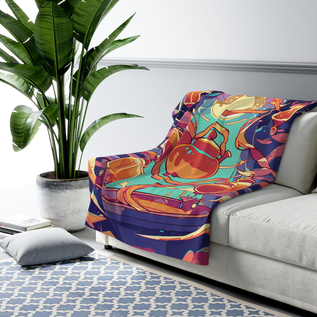 Moon Faced Spirit Pours Sherpa Throw Blanket