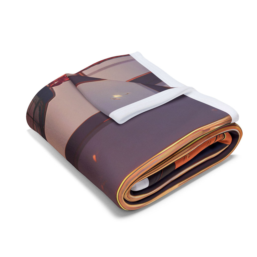 Lantern Repairer in Amber Light Sherpa Throw Blanket