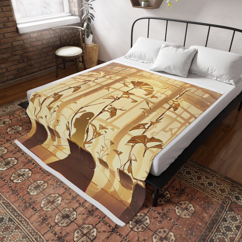 Washi Maker at the Ginkgo Vat Sherpa Throw Blanket