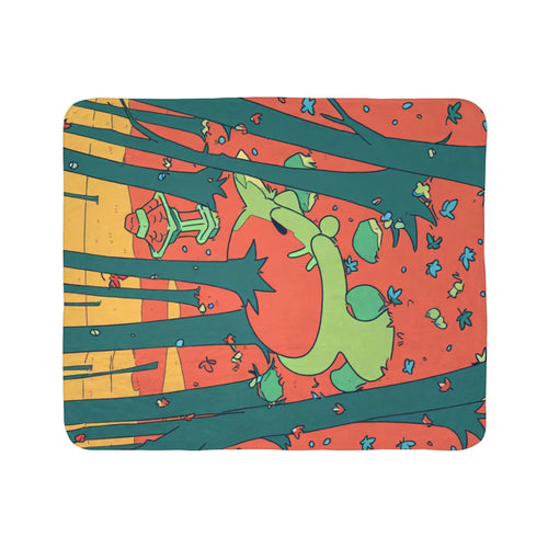 Anime Character Forest Scene Sherpa Fleece Throw Blanket