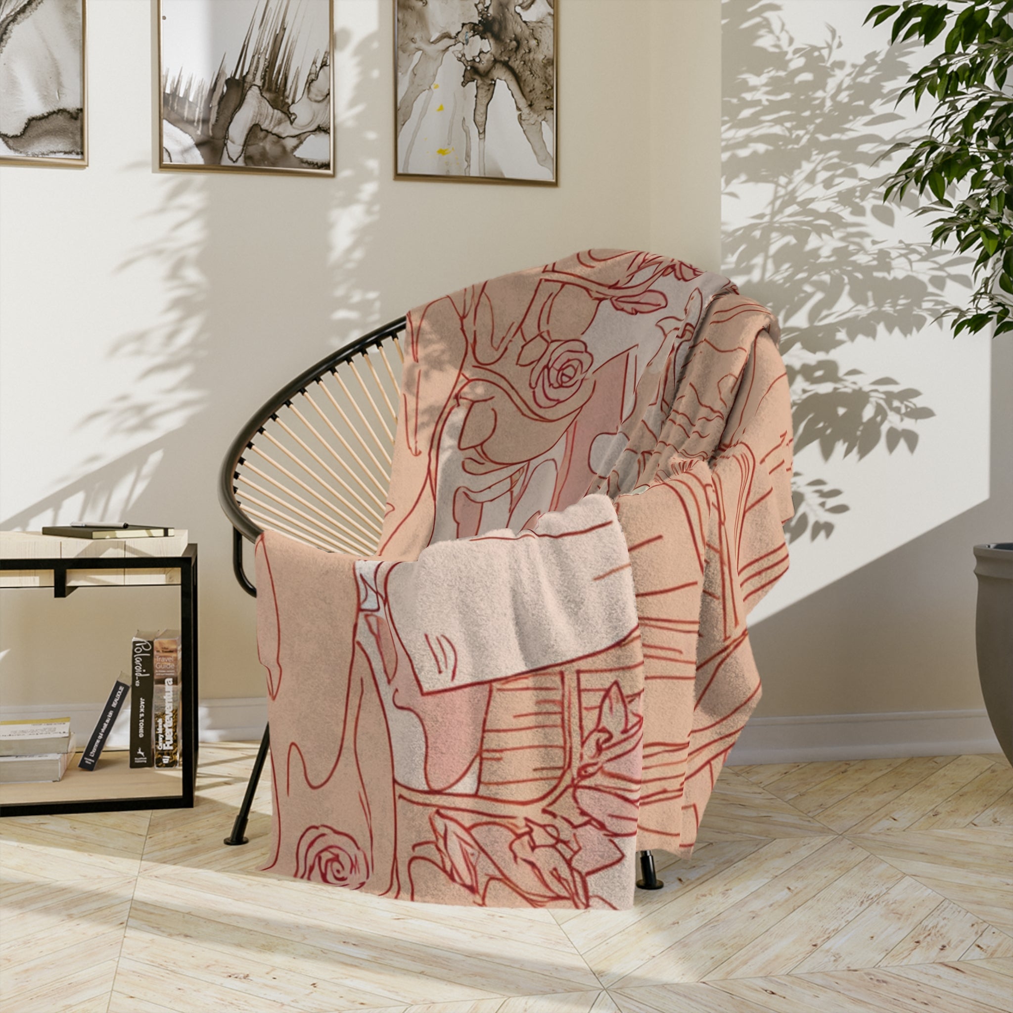 Towel Folder in the Steam Room Velveteen Throw Blanket