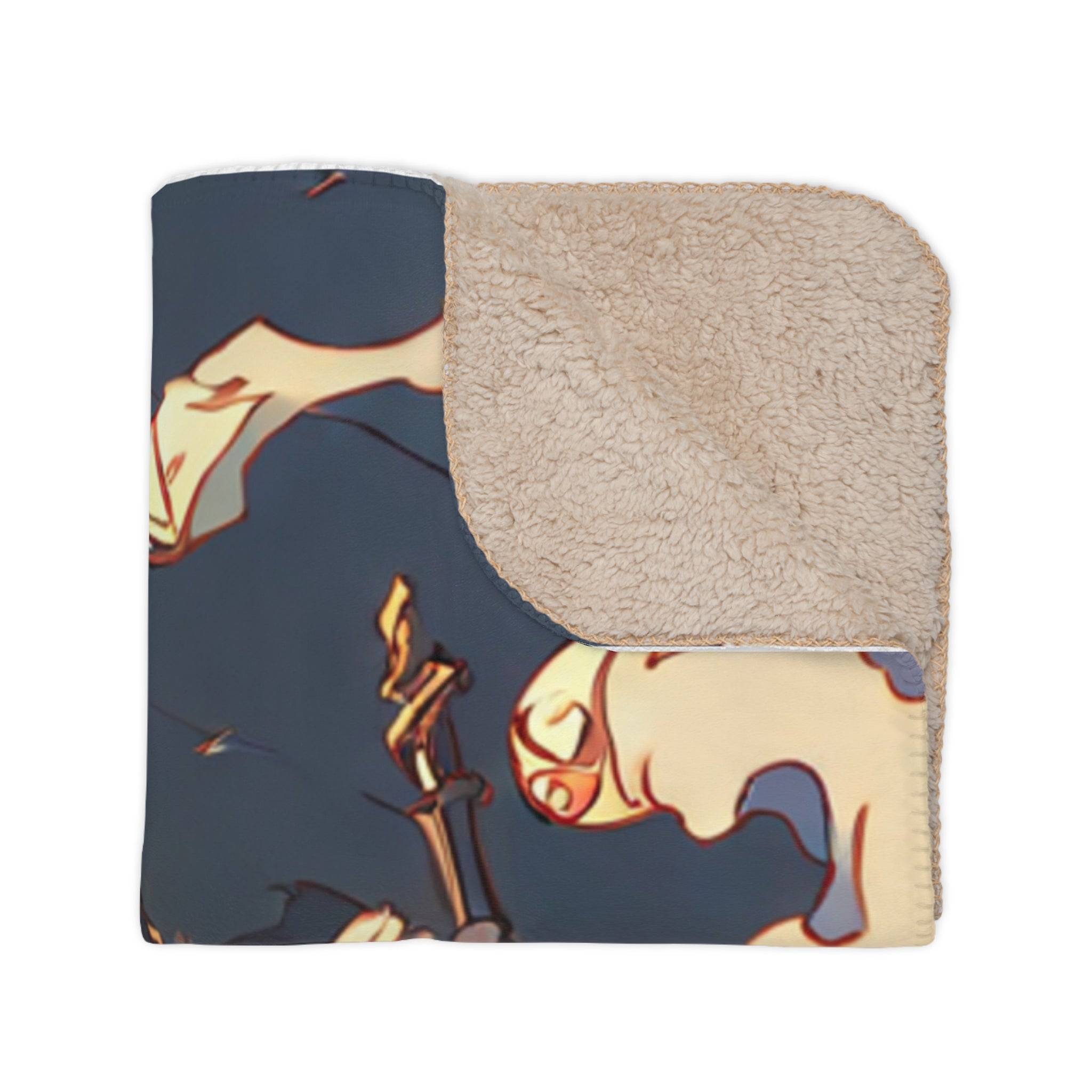 Puppet Theater Operator in Paper Snow Sherpa Throw Blanket