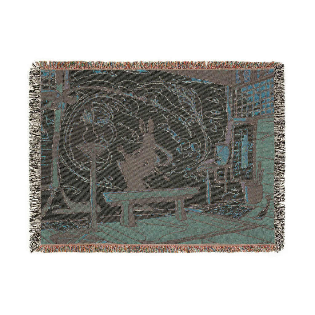 Lunar Calendar Painter Moon Woven Throw Blanket