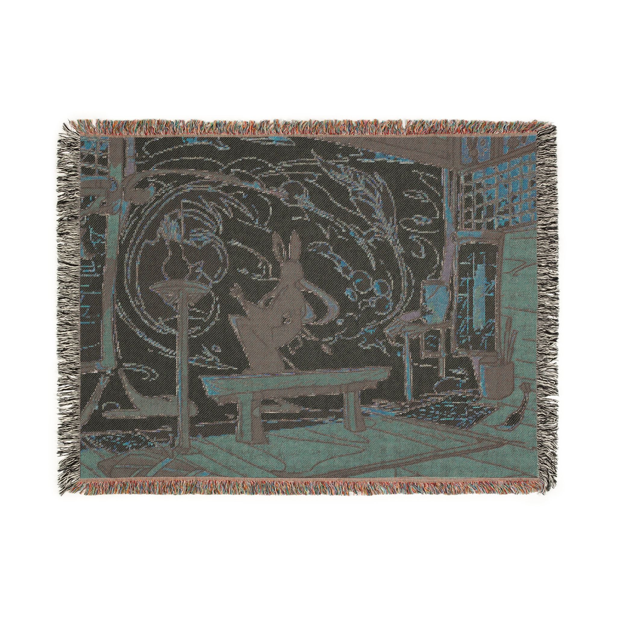 Lunar Calendar Painter Moon Woven Throw Blanket