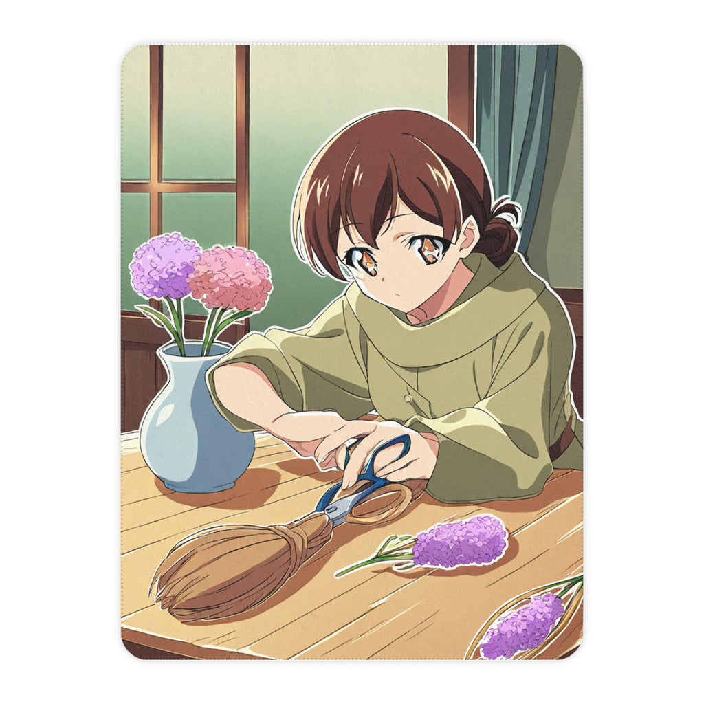 Dried-Flower Arranger in Olive Linen Sherpa Throw Blanket