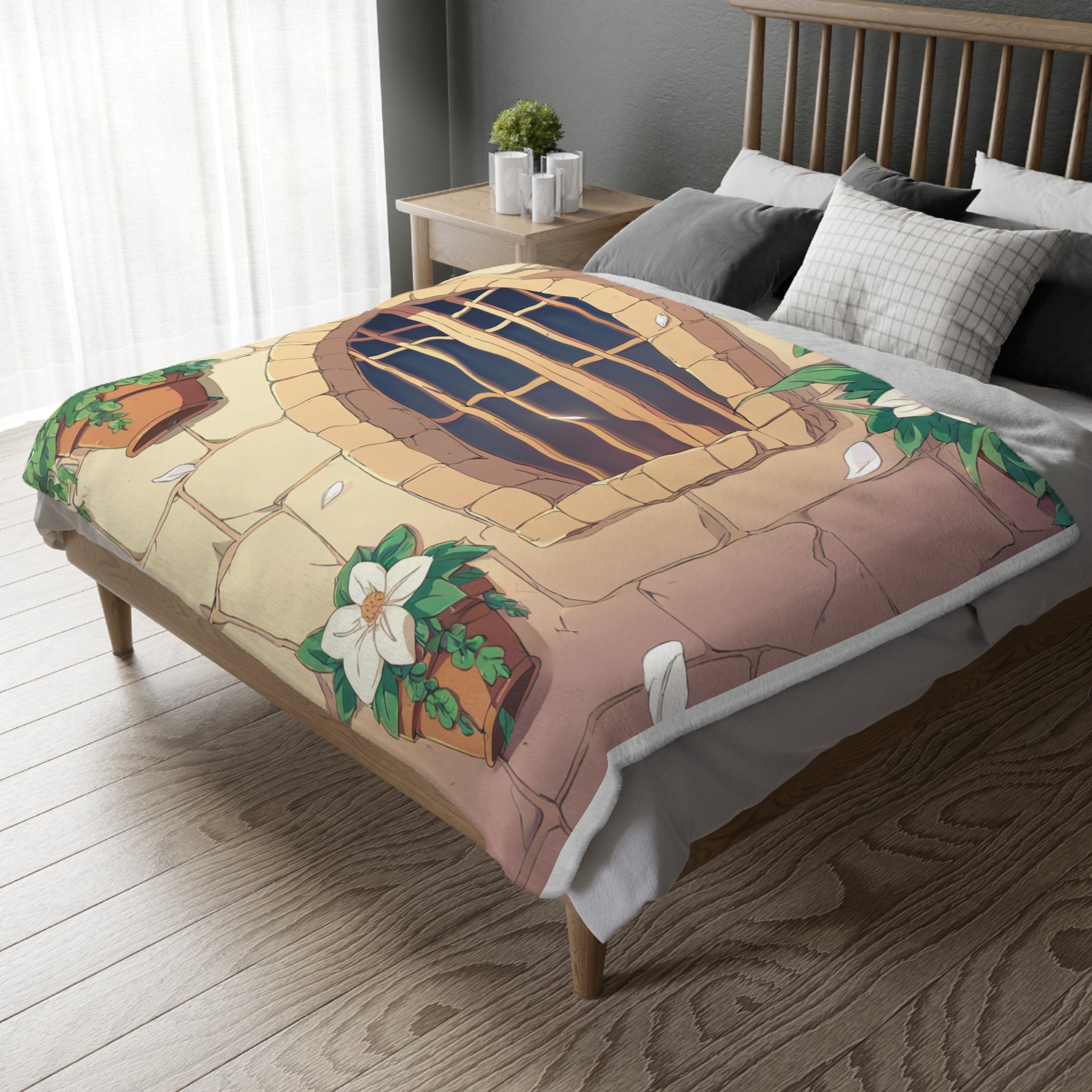 Night Blooming Cereus Caretaker Fleece Throw Blanket