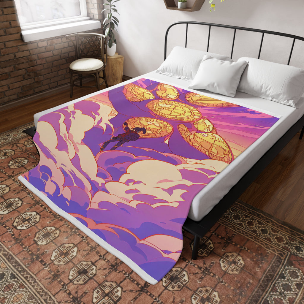 Radio Tower Climber at First Light Sherpa Throw Blanket