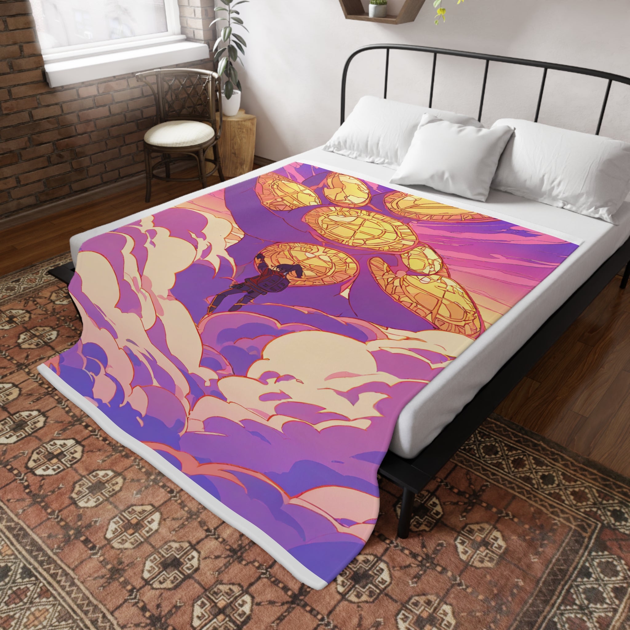 Radio Tower Climber at First Light Sherpa Throw Blanket