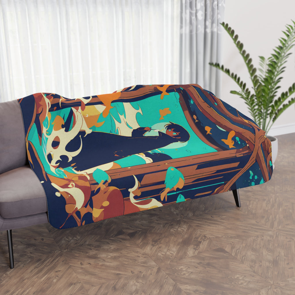 Lantern Lighter on the Night Ferry Tan Sherpa Throw Blanket