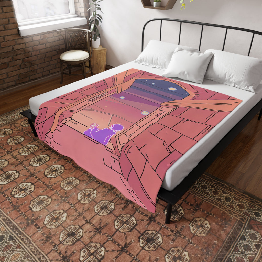 Lost Letter Reader in Lavender Alley Plush Fleece Throw Blanket
