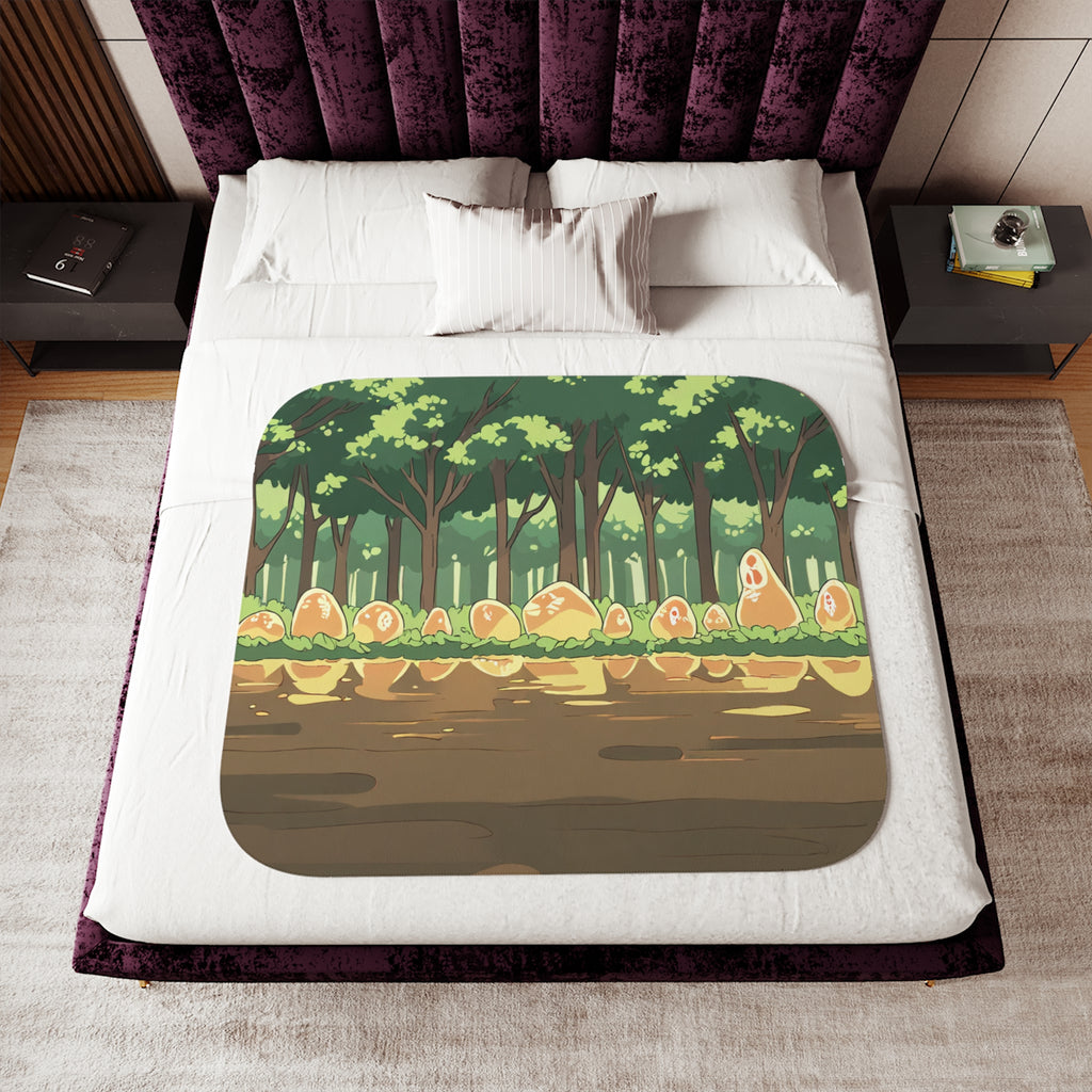 Brush Washer at the Forest Stream Sherpa Throw Blanket