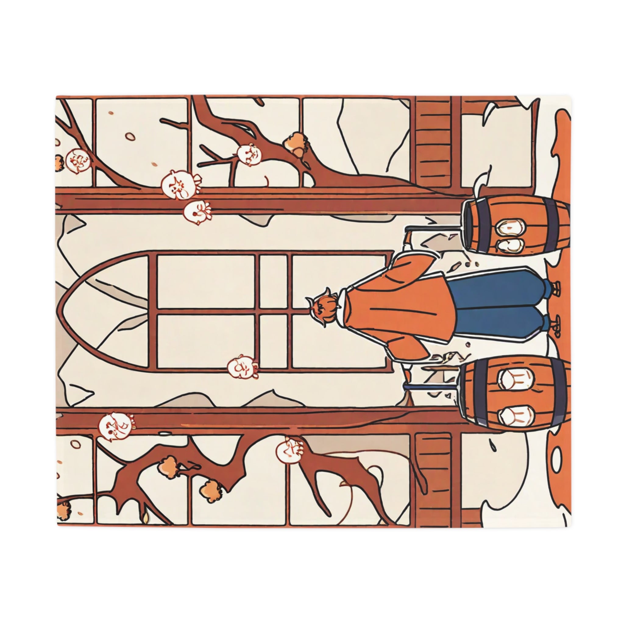 Sake Brewery Daughter in Lantern Glow Plush Fleece Throw Blanket
