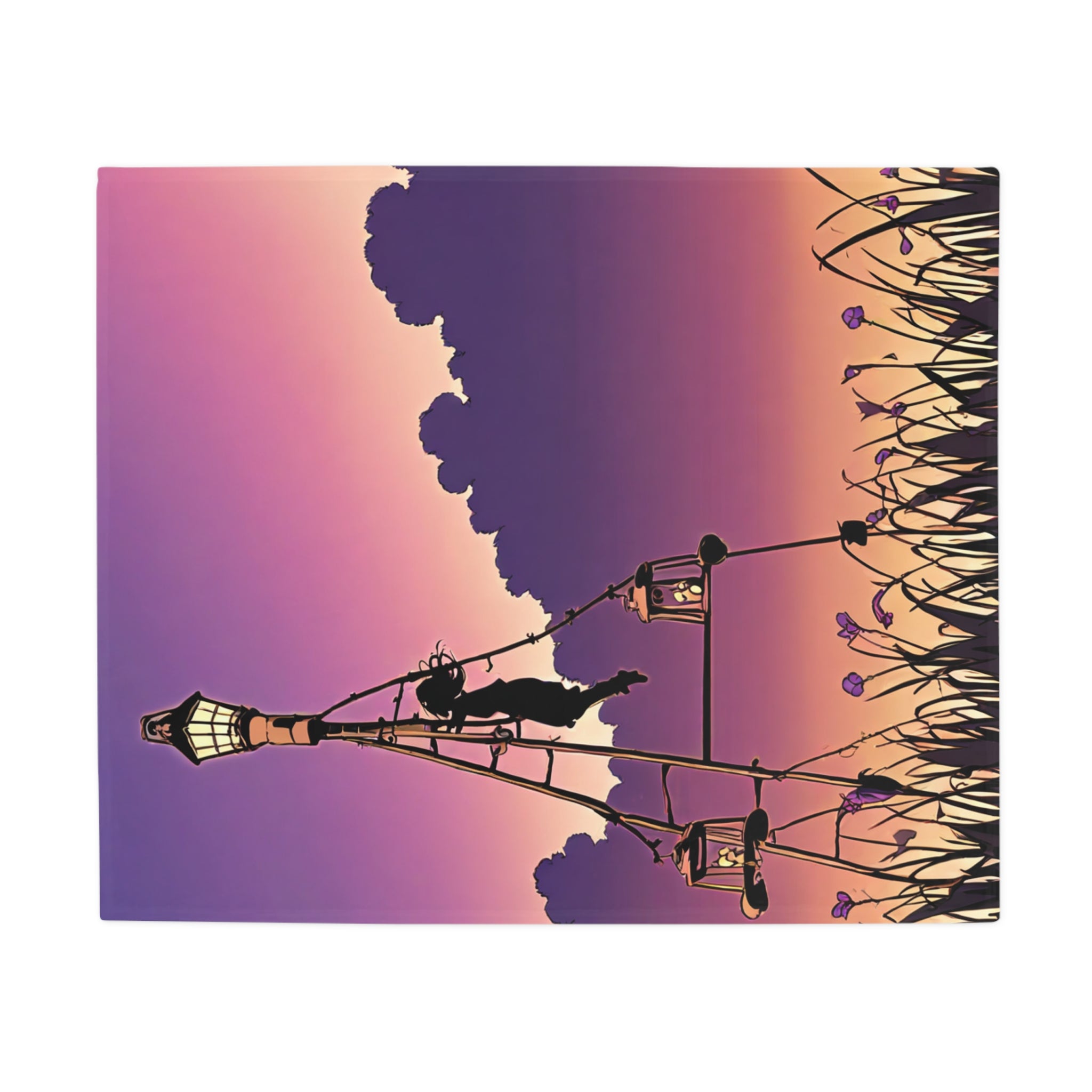 Signal Tower Keeper Climbing at Dusk Plush Fleece Throw Blanket