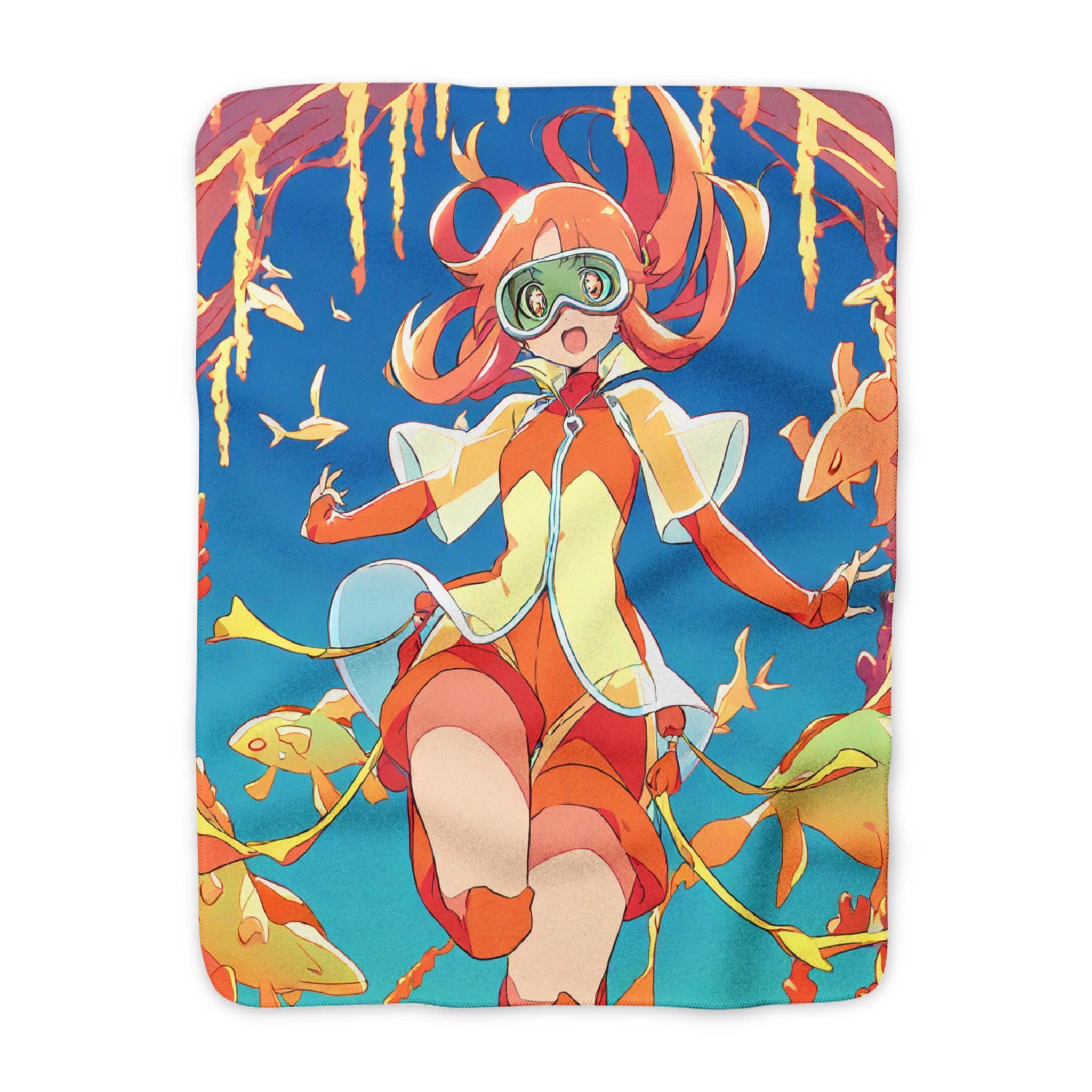Coral Reef Diver Sherpa Fleece Throw Blanket