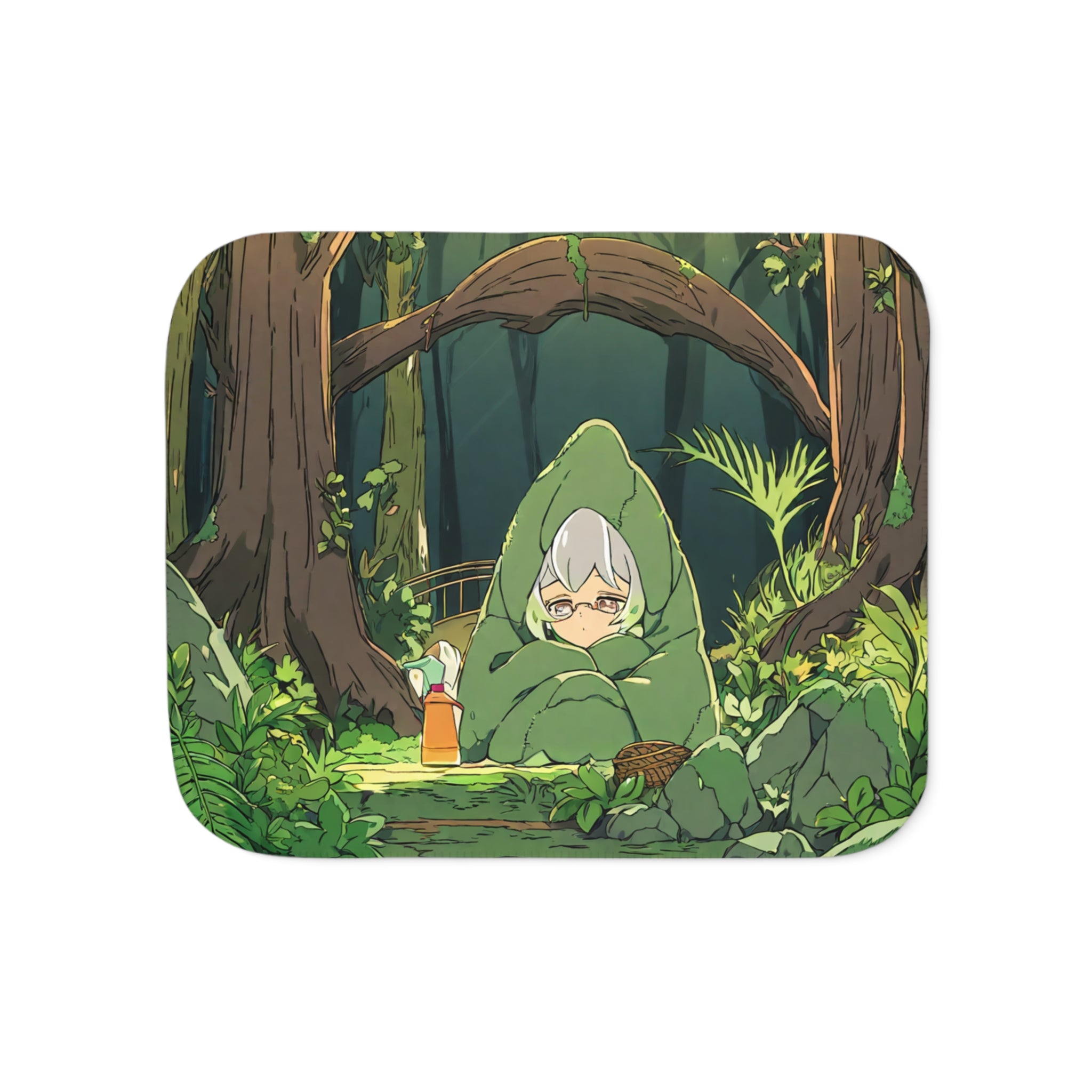 Moss Garden Caretaker in Forest Light Sherpa Throw Blanket