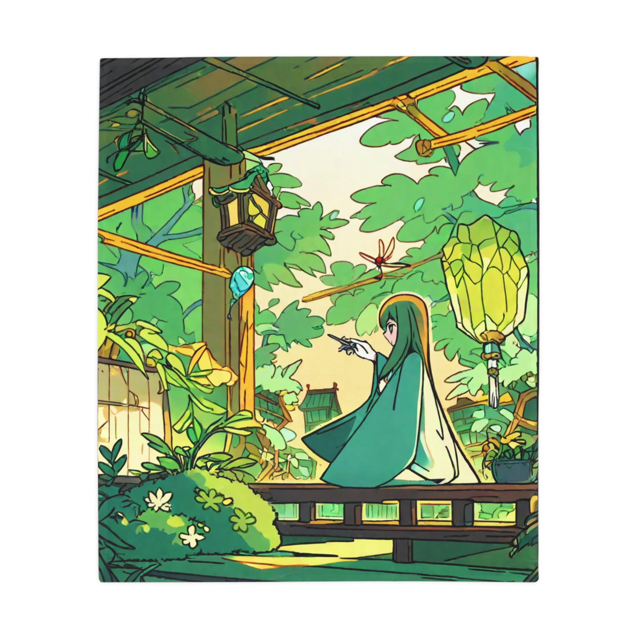 Moss Weaver at the Water Basin Plush Fleece Throw Blanket